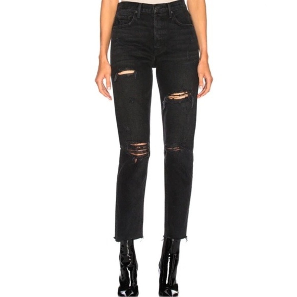 GRLFRND Karolina High Rise Distressed Skinny Jeans Black indie grunge NWT goth